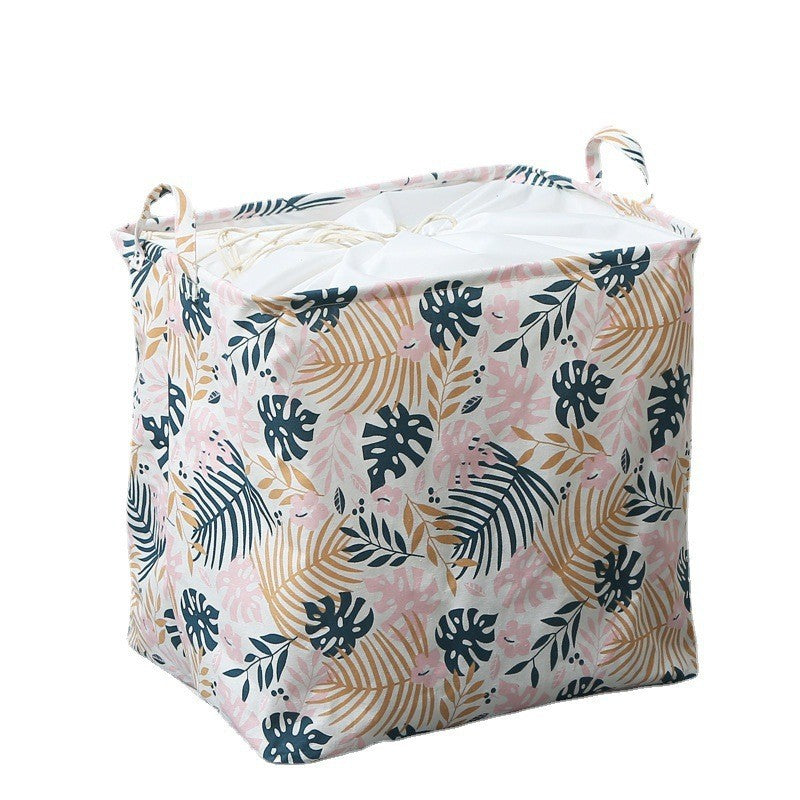 Кош за съхранение на пране, Сгъваем кош за дрехи за съхранение на играчки, Дрехи, Кош за мръсни дрехи с връзки, Бял