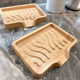 Savoniera din Lemn, Vivimall, Sistem de Scurgere a Apei, 12.8 x 1.6 x 9.8 cm, Natur - vivimall.ro