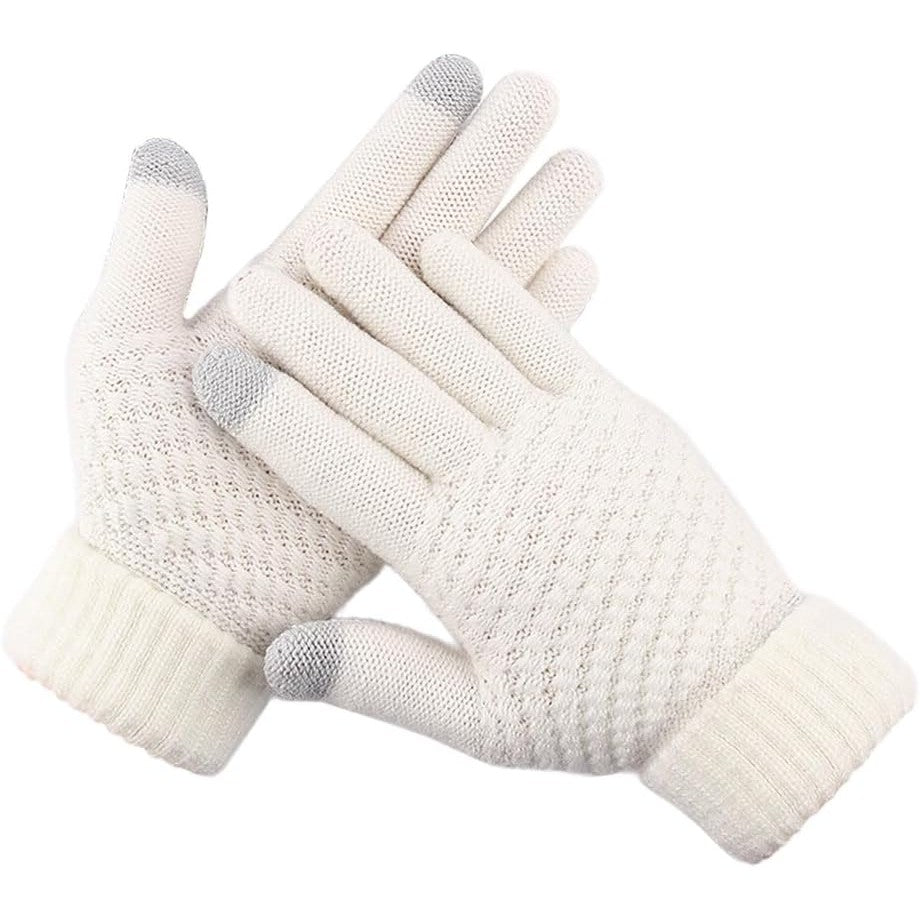 Manusi de Dama, Flippy, Functie Touchscreen (ecran tactil), Material Acril Tricotat, Manseta Elastica, Interior Catifelat, Marime Universala, Alb - vivimall.ro