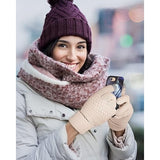 Manusi de Dama, Flippy, Functie Touchscreen (ecran tactil), Material Acril Tricotat, Manseta Elastica, Interior Catifelat, Marime Universala, Bej - vivimall.ro