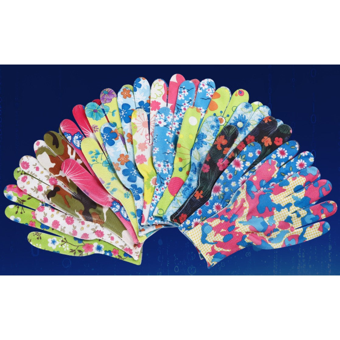 Manusi de Gradinarit, Flippy, din Nailon, Marime Universala 20 cm, Model Inflorat, Antiderapante, Multicolor - vivimall.ro