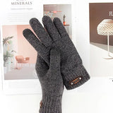 Manusi de Barbat, Vivimall, Model Tricotat, Functie Touchscreen (ecran tactil), Material Acril, Manseta Elastica, Interior Catifelat, Marime Universala, Gri - vivimall.ro