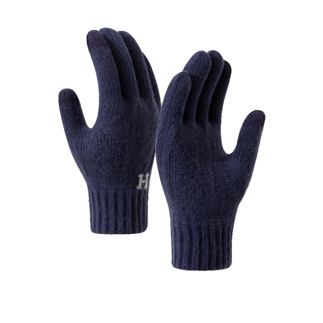 Manusi de Barbat, Vivimall, Model H, Functie Touchscreen (ecran tactil), Material Acril Tricotat, Manseta Elastica, Interior Catifelat, Marime Universala, Albastru Marin - vivimall.ro