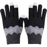 Manusi de Dama, Vivimall, Model Ondulat, Functie Touchscreen (ecran tactil), Material Acril Tricotat, Manseta Elastica, Interior Catifelat, Marime Universala, Negru/Gri - vivimall.ro