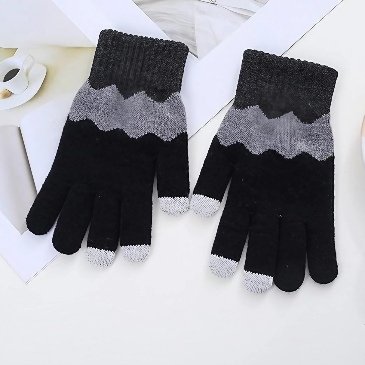 Manusi De Dama, Functie Touchscreen (Ecran Tactil), Material Acril Tricotat, Manseta Elastica, Interior Catifelat, Marime Universala, /Gri - vivimall.ro