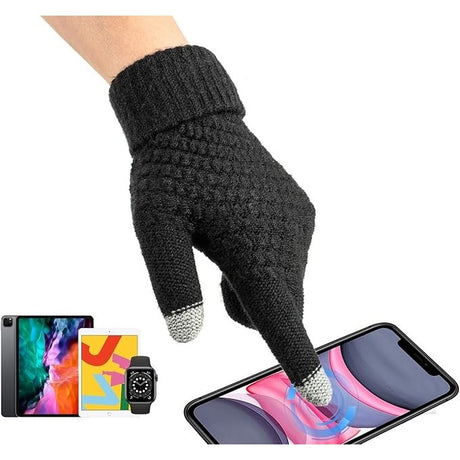 Manusi de Dama, Flippy, Functie Touchscreen (ecran tactil), Material Acril Tricotat, Manseta Elastica, Interior Catifelat, Marime Universala, Negru - vivimall.ro