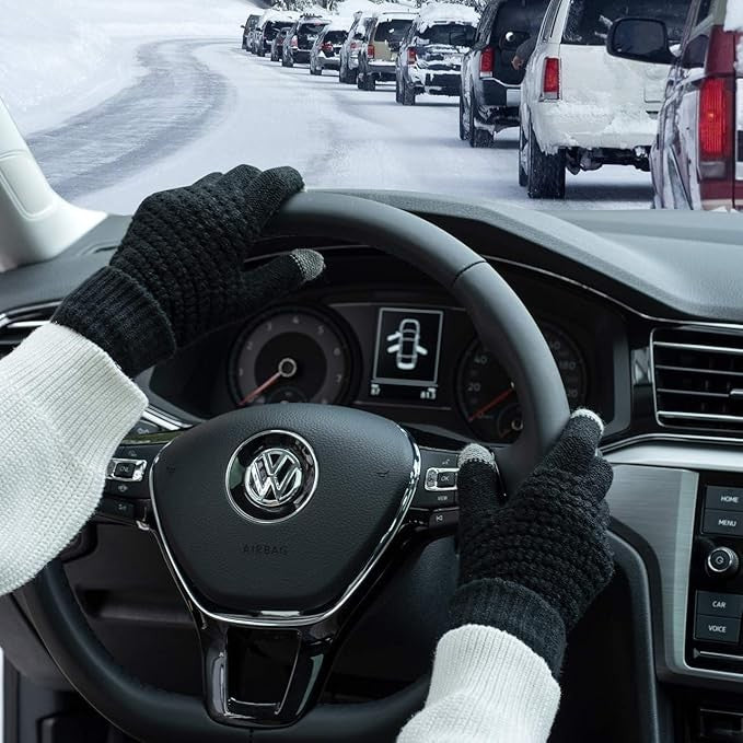 Manusi de Dama, Flippy, Functie Touchscreen (ecran tactil), Material Acril Tricotat, Manseta Elastica, Interior Catifelat, Marime Universala, Negru - vivimall.ro