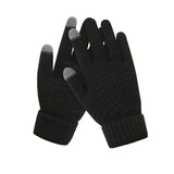 Manusi de Dama, Flippy, Functie Touchscreen (ecran tactil), Material Acril Tricotat, Manseta Elastica, Interior Catifelat, Marime Universala, Negru - vivimall.ro