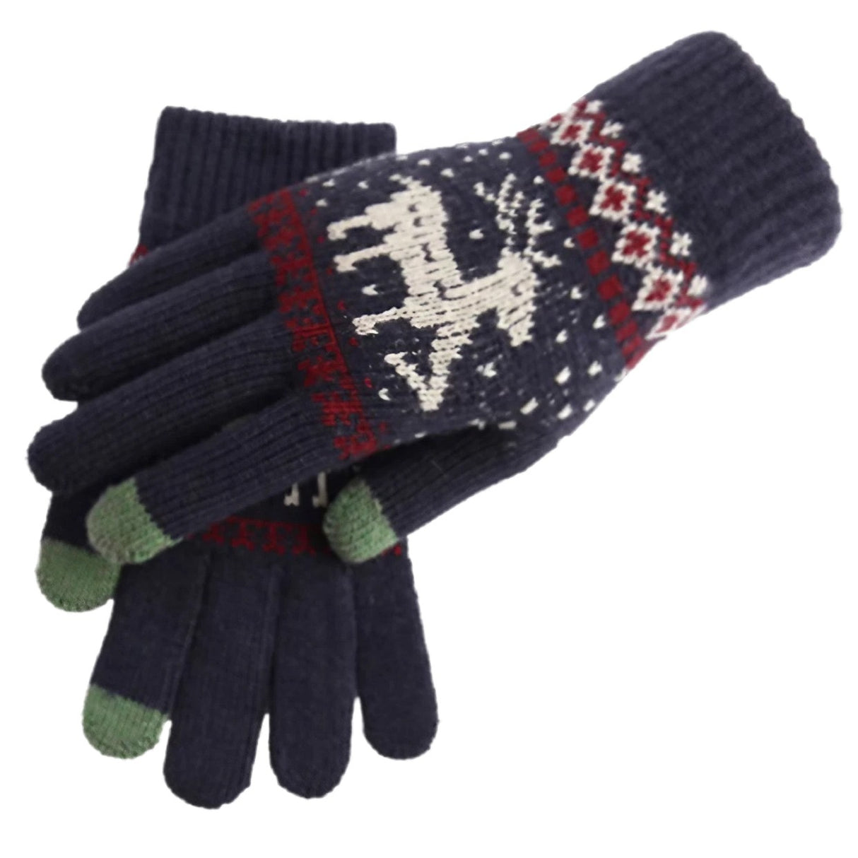 Manusi de Dama, Flippy, Model Ren, Functie Touchscreen (ecran tactil), Material Acril Tricotat, Manseta Elastica, Interior Catifelat, Marime Universala, Albastru Marin - vivimall.ro