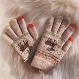 Manusi de Dama, Flippy, Model Ren, Functie Touchscreen (ecran tactil), Material Acril Tricotat, Manseta Elastica, Interior Catifelat, Marime Universala, Kaki - vivimall.ro