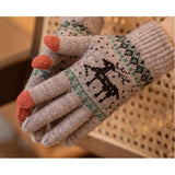 Manusi de Dama, Flippy, Model Ren, Functie Touchscreen (ecran tactil), Material Acril Tricotat, Manseta Elastica, Interior Catifelat, Marime Universala, Kaki - vivimall.ro