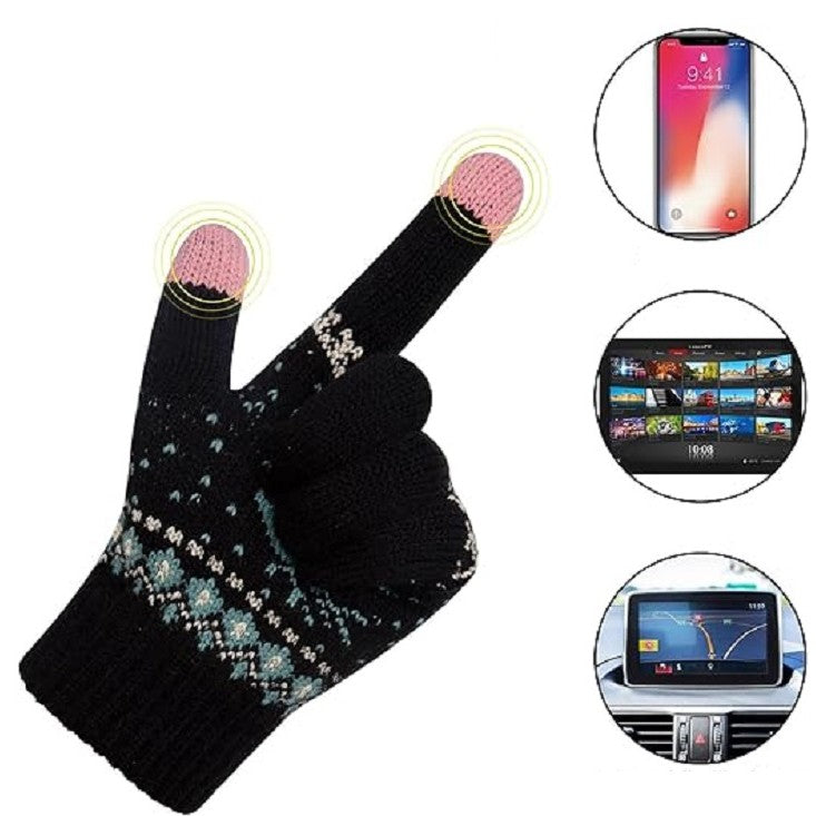 Manusi de Dama, Flippy, Model Ren, Functie Touchscreen (ecran tactil), Material Acril Tricotat, Manseta Elastica, Interior Catifelat, Marime Universala, Negru - vivimall.ro