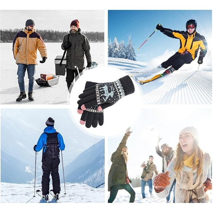 Manusi de Dama, Flippy, Model Ren, Functie Touchscreen (ecran tactil), Material Acril Tricotat, Manseta Elastica, Interior Catifelat, Marime Universala, Negru - vivimall.ro