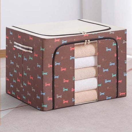 Cutie De Depozitare, Pliabilă, Cu Fermoar, Textil, Cadru Metalic, Suport Bază Stabil, Din Plastic - vivimall.ro
