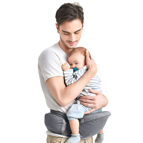 Marsupiu Ergonomic 3in1, Vivimall, pentru Bebelusi si Copii, 0-36 Luni, Bretele Reglabile pentru Umar si Sold, Inchidere Catarama, 125x25x14 cm, Gri - vivimall.ro