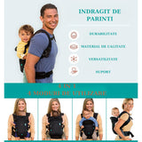 Marsupiu Ergonomic Vivimall, 4 in 1, Multifunctional, 4 Pozitii, 6-36 Luni, 3.5kg - 15 kg, Negru - vivimall.ro