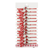 Martisor Bratara cu Ciucure pentru Dama, Jolie, Model Doua Inimi, Set 12 bucati, Pandativ din Inox cu Piatra, Snur Reglabil, Rosu/Alb - vivimall.ro
