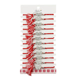 Martisor Bratara cu Ciucure pentru Dama, Jolie, Model Fluture cu Pietre, Set 12 bucati, Pandativ din Inox, Snur Reglabil, Rosu/Alb - vivimall.ro