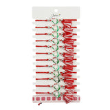Martisor Bratara cu Ciucure pentru Dama, Jolie, Model Inima cu Ghiocel, Set 12 bucati, Pandativ din Inox, Snur Reglabil, Rosu/Alb - vivimall.ro