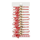 Martisor Bratara cu Ciucure pentru Dama, Jolie, Model Inimi Colorate, Set 12 bucati, Pandativ din Inox, Snur Reglabil, Rosu/Alb - vivimall.ro