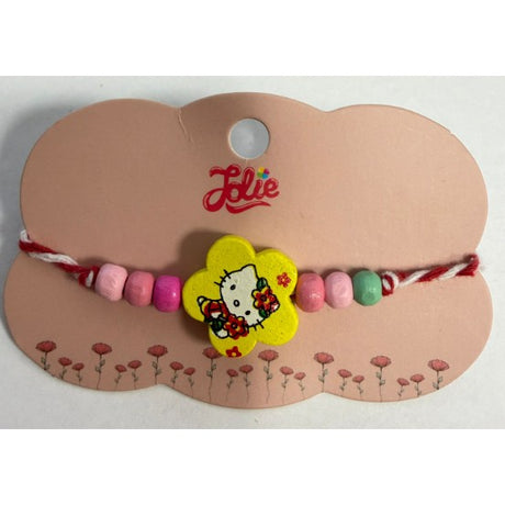 Martisor Bratara Multicolora pentru Copii, din Lemn si Textil, Model 13 - vivimall.ro