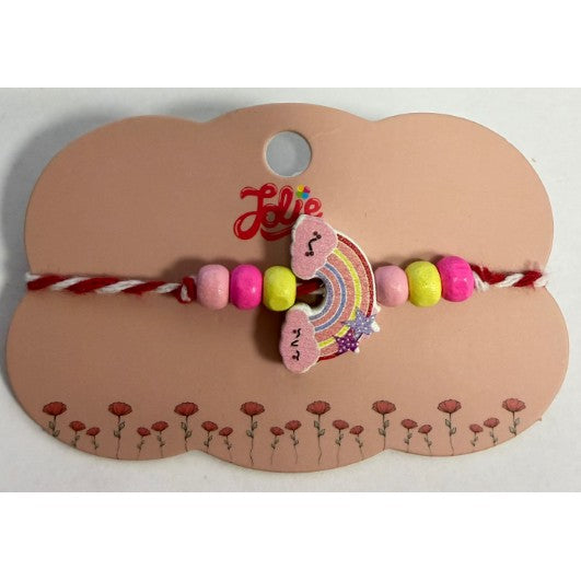 Martisor Bratara Multicolora pentru Copii, din Lemn si Textil, Model 15