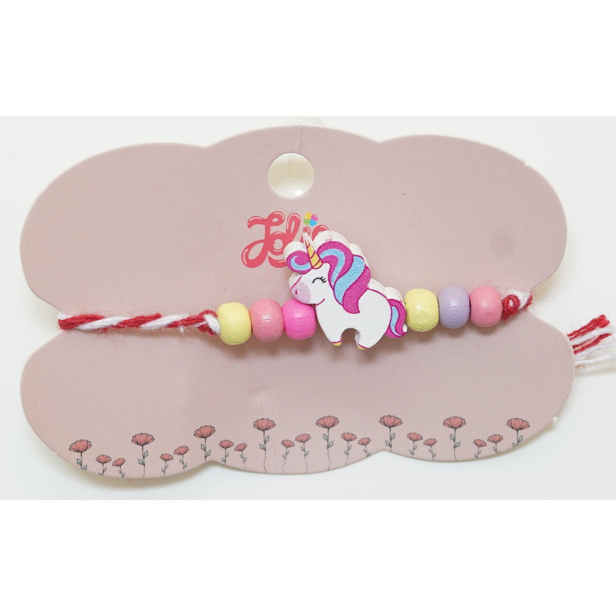 Martisor Bratara Multicolora pentru Copii, din Lemn si Textil, Model 6 - vivimall.ro