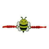 Martisor Bratara pentru Dama si Copii, Jolie, Model Albinuta Vesela, Set 12 bucati, Pandantiv Emailat, Snur Reglabil, Rosu/Galben - vivimall.ro