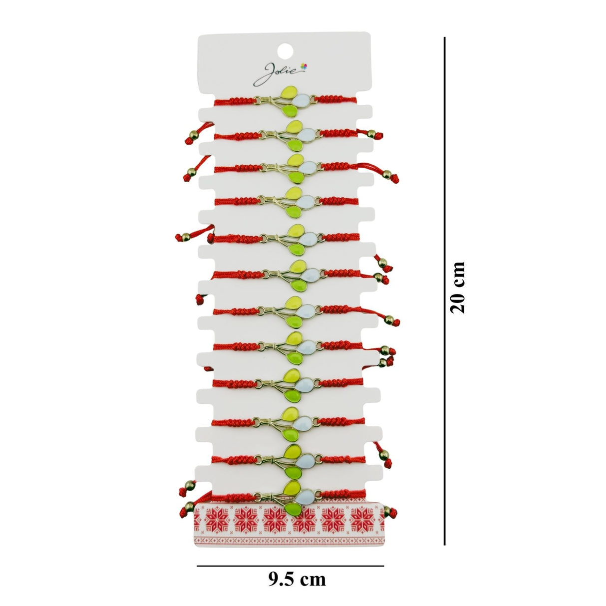 Martisor Bratara pentru Dama si Copii, Jolie, Model Balonase Colorate, Set 12 bucati, Pandantiv Emailat cu Contur Auriu, Snur Reglabil, Rosu/Multicolor - vivimall.ro
