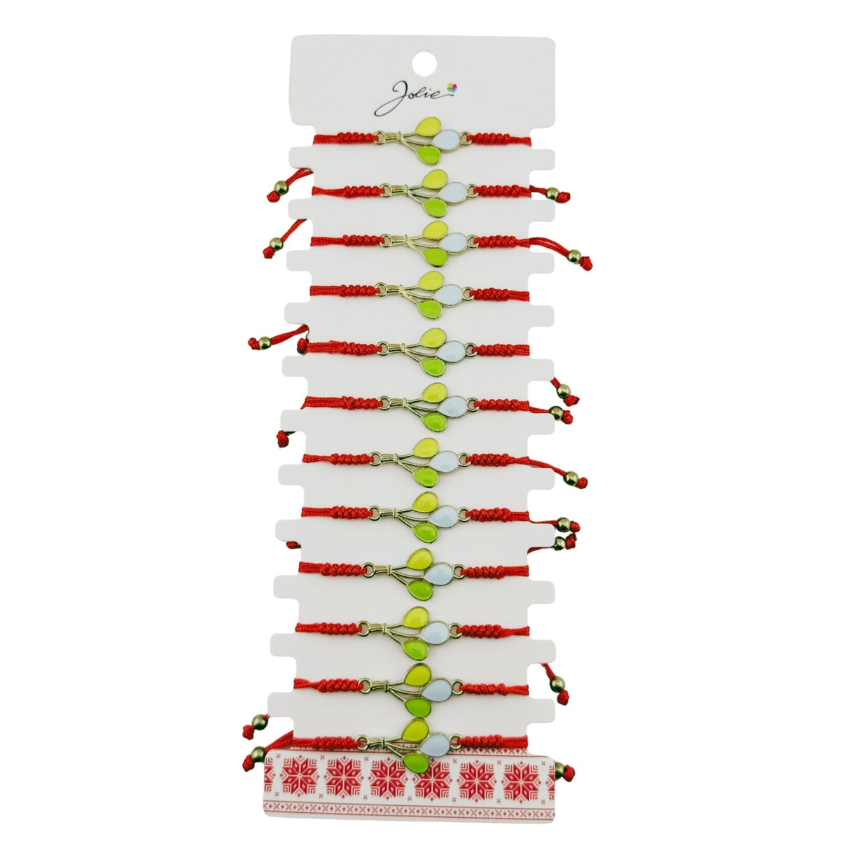 Martisor Bratara pentru Dama si Copii, Jolie, Model Balonase Colorate, Set 12 bucati, Pandantiv Emailat cu Contur Auriu, Snur Reglabil, Rosu/Multicolor - vivimall.ro