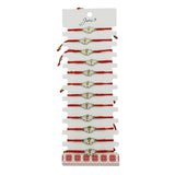 Martisor Bratara pentru Dama si Copii, Jolie, Model Fluture Vesel, Set 12 bucati, Pandantiv Emailat Roz, Snur Reglabil, Rosu - vivimall.ro