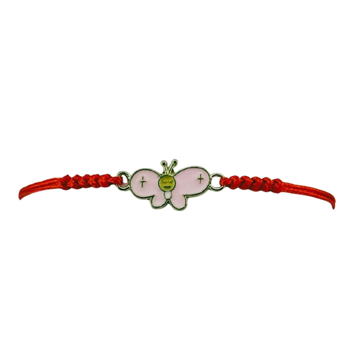 Martisor Bratara pentru Dama si Copii, Jolie, Model Fluture Vesel, Set 12 bucati, Pandantiv Emailat Roz, Snur Reglabil, Rosu - vivimall.ro