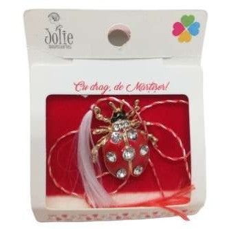 Martisor Brosa Buburuza cu Pietre Model B-28 5.5cm x 7cm - vivimall.ro