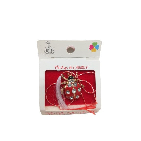 Martisor Brosa Buburuza cu Pietre Model B-28 5.5cm x 7cm - vivimall.ro