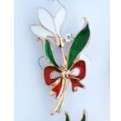 Martisor Brosa Mica in Cutie, Dimensiune Brosa 2.5-3 cm, Material Metal, Model Ghiocel cu Fundita Rosie - vivimall.ro