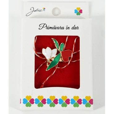 Martisor Brosa Mica in Cutie, Dimensiune Brosa 2.5-3 cm, Material Metal, Model Ghiocel - vivimall.ro