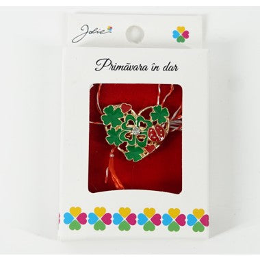 Martisor Brosa Mica in Cutie, Dimensiune Brosa 2.5-3 cm, Material Metal, Model Inima Ccu Trifoi - vivimall.ro