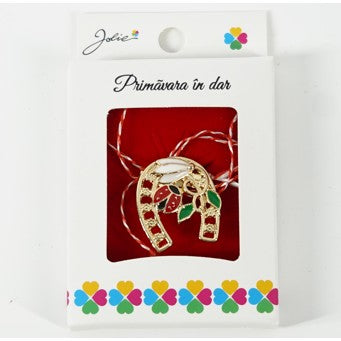 Martisor Brosa Mica in Cutie, Dimensiune Brosa 2.5-3 cm, Material Metal, Model Potcoava - vivimall.ro