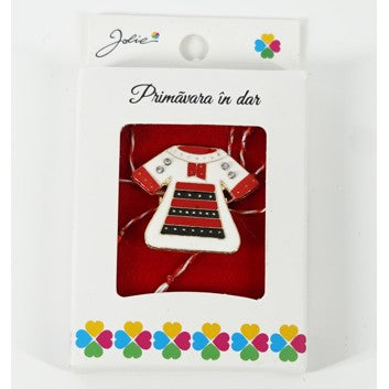 Martisor Brosa Mica in Cutie, Dimensiune Brosa 2.5-3 cm, Material Metal, Model Rochie Traditionala - vivimall.ro