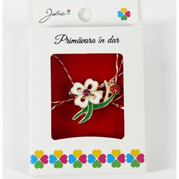 Martisor Brosa Mica in Cutie, Dimensiune Brosa 2.5-3 cm, Material Metal, Model Trifoi alb - vivimall.ro