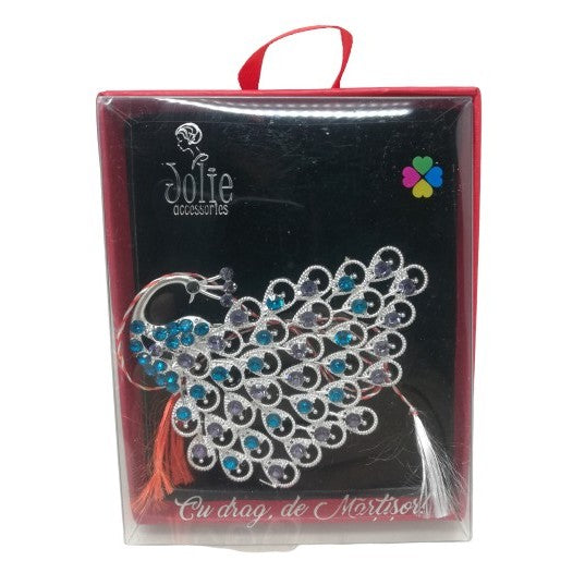 Martisor Brosa VINTAGE V1 Paun cu pietre 8cm x 10cm - vivimall.ro