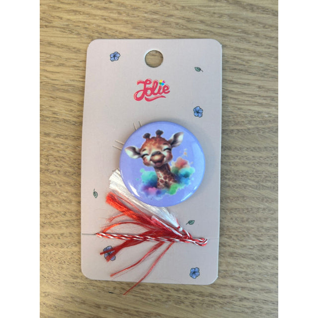 Martisor pentru copii, Brosa, Material Metal, Ambalaj Carton cu Design, Model Girafa - vivimall.ro