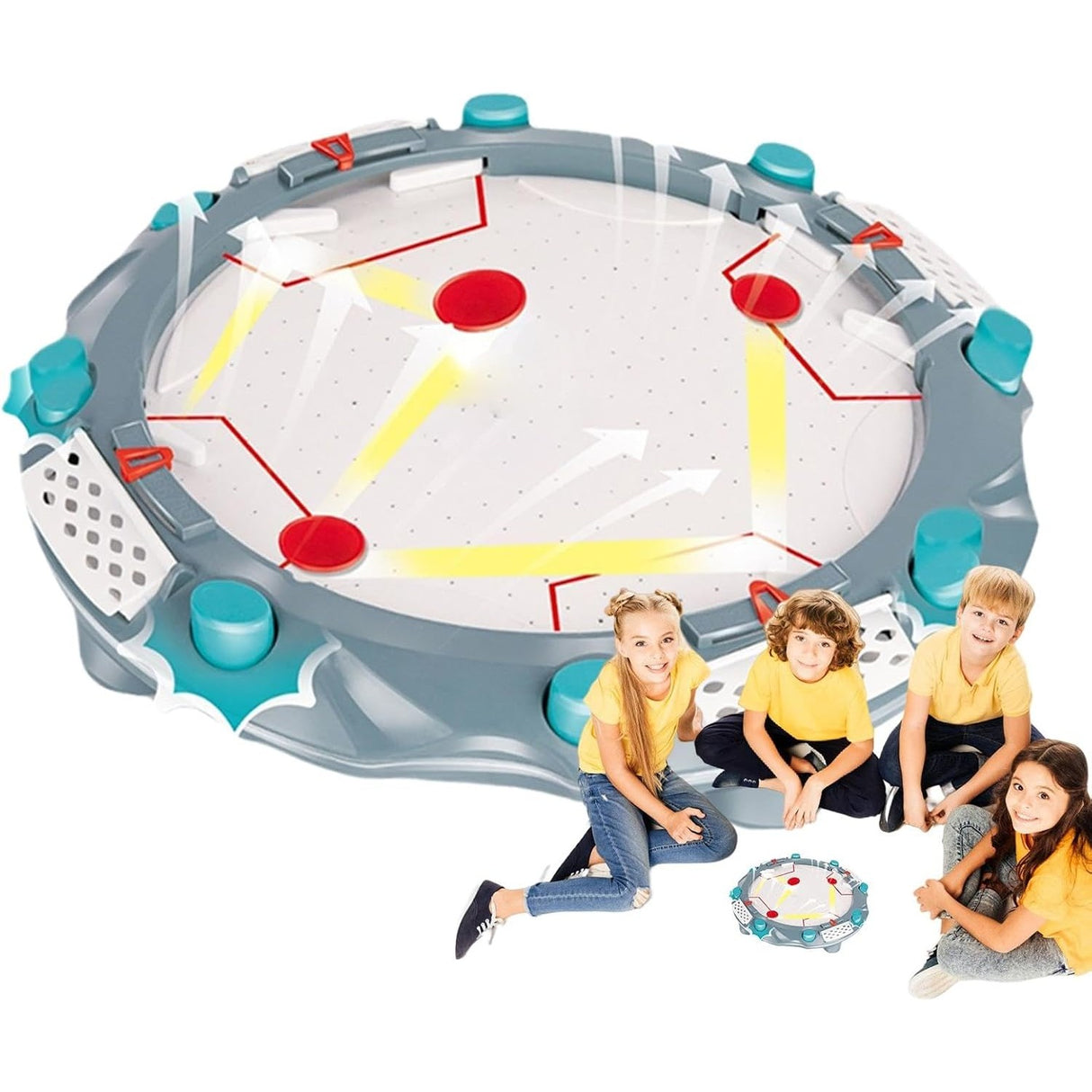 Masa Air Hockey, Vivimall, cu Tabela de Scor, 2 Pucuri, Fara Picioare, din ABS, pentru Adulti/Copii +5 Ani, 35.5 x 7.8 x 35.5 cm, Gri - vivimall.ro