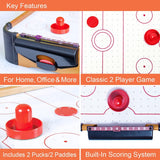 Masa Air Hockey Graffiti cu Picioare Lungi, Vivimall, Lemn, 2 Pucuri, Tabela Scor, 2 Impingatoare, 76x38x61 cm, Maro - vivimall.ro