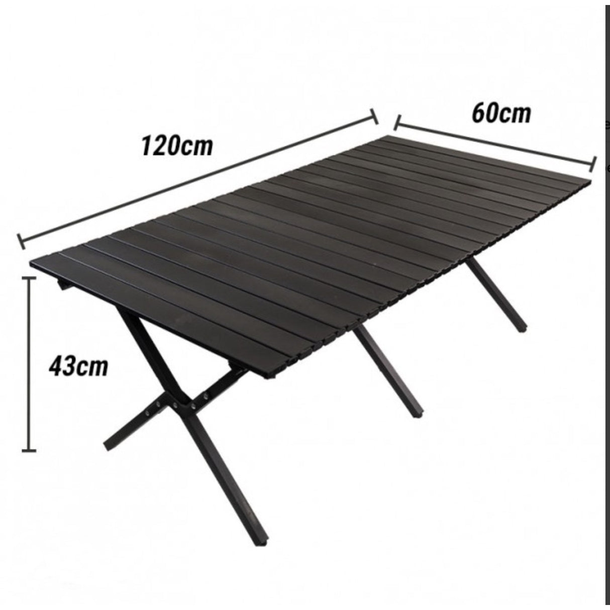 Masa Camping, Aluminiu, Pliabila, 120X60X43Cm, Negru - vivimall.ro