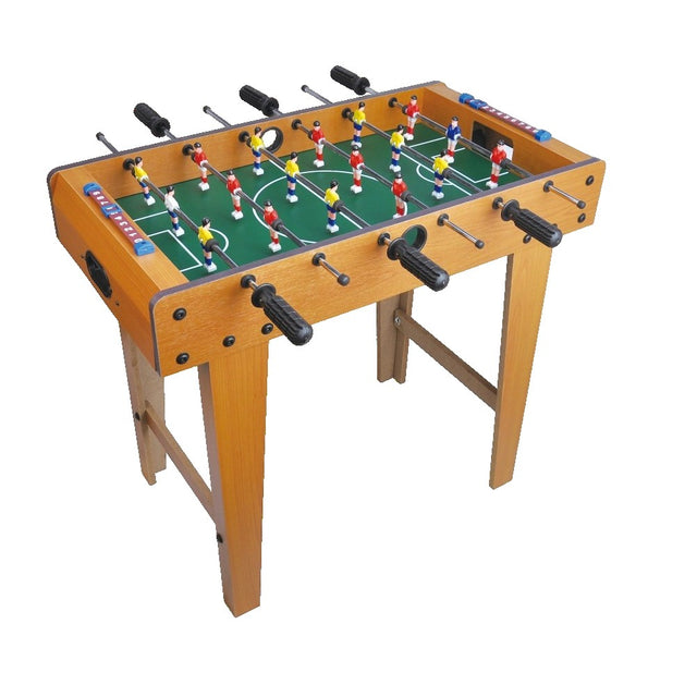 Masa de Fotbal cu Teren, Vivimall, cu Picioare, 6 Manere, Tablou de Scor, 69 x 62 x 36.5 cm, din Lemn/Otel/ABS, Maro - vivimall.ro
