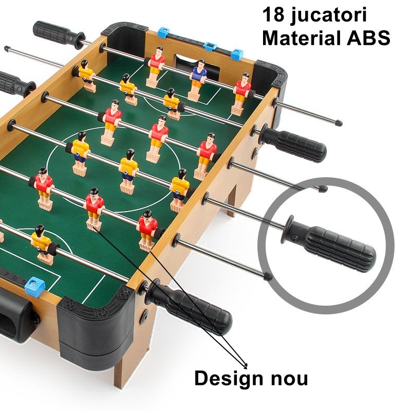 Masa de fotbal cu teren si 18 jucatori Flippy, 6 manere, cu tablou pentru scor, din metal, lemn si ABS, 51 x 44 x 17.5 cm, cu picioare, pentru copii/adulti - vivimall.ro