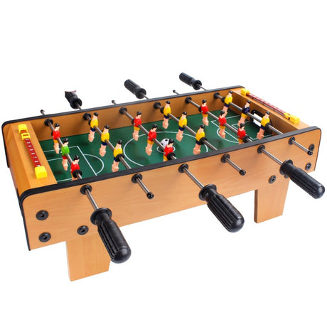 Masa de fotbal cu teren si 18 jucatori Vivimall, 6 manere, cu tablou pentru scor, din metal, lemn si ABS, 50 x 25 x 18 cm, cu picioare, pentru copii/adulti - vivimall.ro