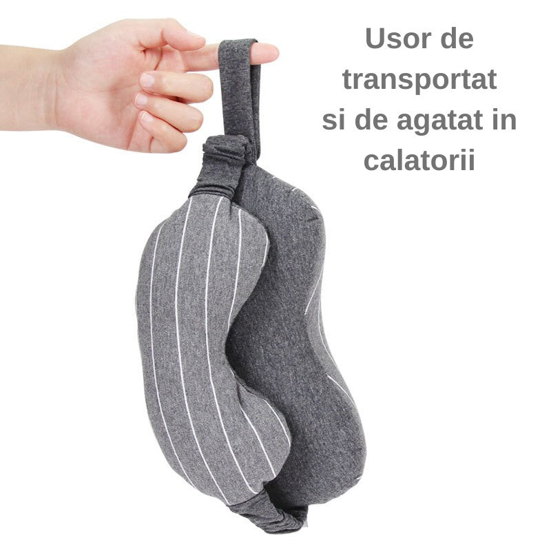 Masca de dormit, Vivimall, 2 in 1, cu Tetiera, din Particule de Spuma si Bumbac, Gri Inchis - vivimall.ro