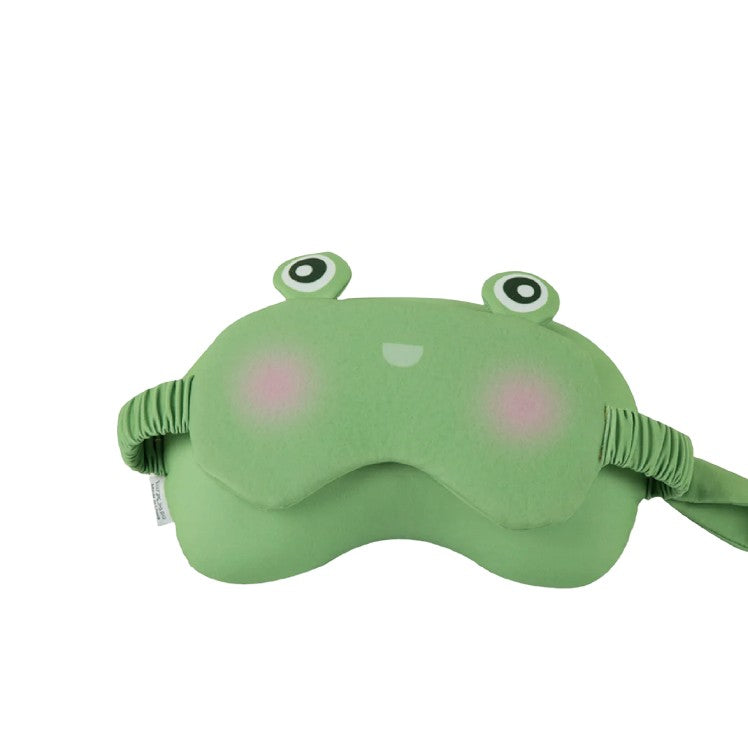 Masca de dormit, Vivimall, 2 in 1, cu Tetiera, din Particule de Spuma si Bumbac, Model Broasca ,Verde - vivimall.ro